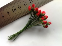 Бутончики розочек, диаметр бутончика 4 мм, цвет красный,  20 шт.