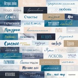 Лист односторонней бумаги от Scrapmir - Надписи - Blue & Blush RU, 20х20см