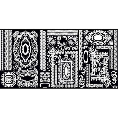 Набор наклеек-высечек HOTP - White Lacy Frames Dazzle, размер 15х30 см, 93 шт., цвет белый.