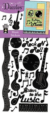 Набор наклеек-высечек HOTP - Music Dazzles Black, размер 10х22,5 см, 33 штуки
