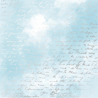 Аркуш одностороннього паперу зі срібним тисненням, дизайн Silver Text, Azure water, 30,5см х 30,5см, ТМ Фабрика Декору