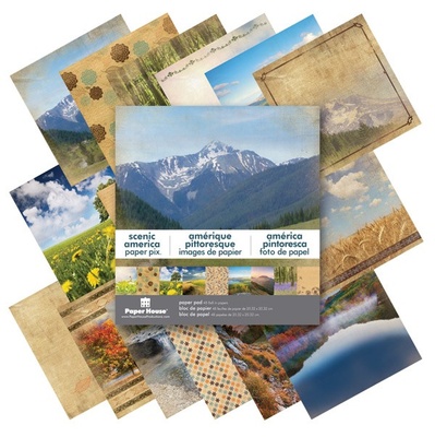 Набор односторонней скрапбумаги от Paper House - Scenic America Paper Pad, 20,3x20,3 см, 48 шт