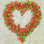 Салфетка для декупажа "Сердце из шиповника", цвет фона: серый, размер: 33х33 см