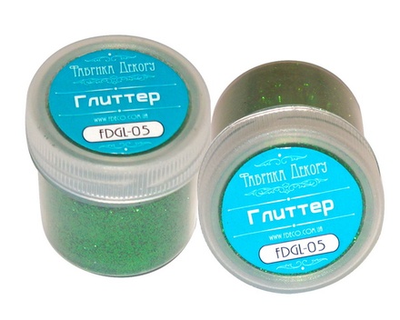 Глиттер зеленый 20 ml, сухой