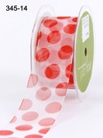 Лента Sheer/Jumbo Dot - Red, цвет: красный, ширина 3,8 см, 90 см