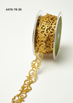 Лента - dhesive Fleur-de-lis Scroll - золото, ширина - 22 мм, длина 90 см