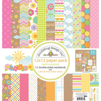 Набор кардстока от Doodlebug Cardstock - hello sunshine, двусторонний, 30,5 x 30,5 см