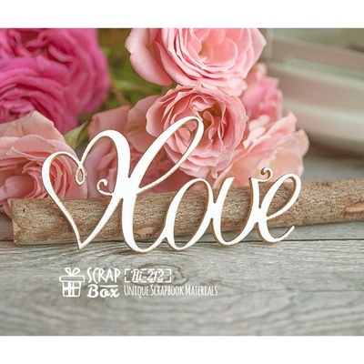 Чипборд ScrapBox - надпись Love с сердечком Hi-212