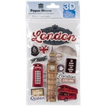 Объемные наклейки от Paper House 3D Stickers 4.5"X7.5" - Discover London, 11х19 см, 13 шт.