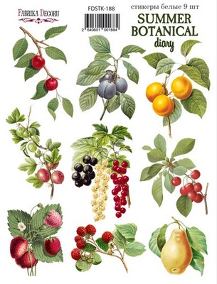 Набор наклеек (стикеров) 9 шт Summer botanical diary 188, ТМ Фабрика Декора