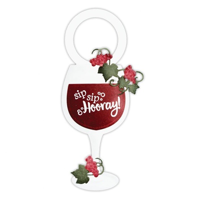 Ножи для вырубки + штампы от Spellbinders - Wine Glass Bottle Tag Stamp and Die Set