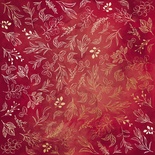 Аркуш одностороннього паперу з фольгуванням, дизайн Golden Branches, color Burgundy aquarelle, 30,5см х 30,5см, ТМ Фабрика Декору