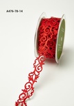 Лента - Adhesive Fleur-de-lis Scroll Design - красная, ширина - 22 мм, длина 90 см