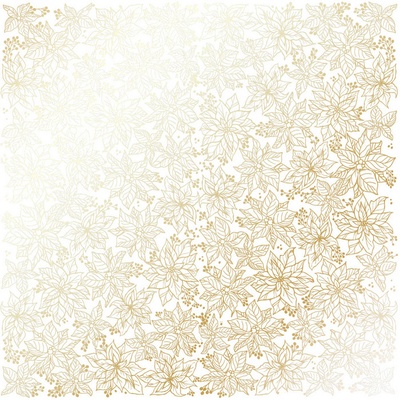 Лист односторонней бумаги с фольгированием Golden Poinsettia White, ТМ Fabrika Decoru