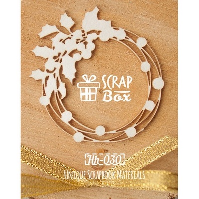 Чипборд ScrapBox - Новогодний венок с остролистом Hh-030