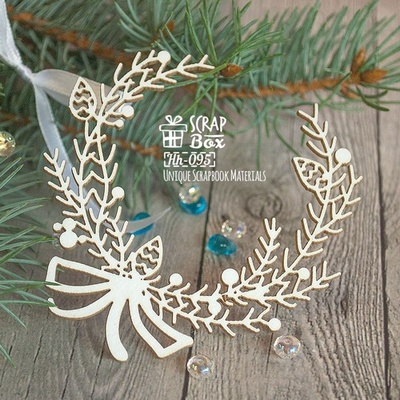 Чипборд ScrapBox - Новогодний венок с бантом Hh-095