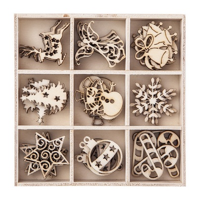 Набор деревянных украшений dpCraft (Dalprint) - Christmas 2, 45 шт.