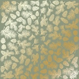 Аркуш одностороннього паперу з фольгуванням, дизайн Golden Pine cones Olive, 30,5см х 30,5см, ТМ Фабрика Декору