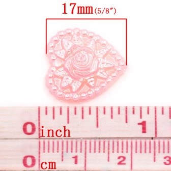 Сердце, имитация жемчуга, 18х17мм, цвет розовый, 1 шт.