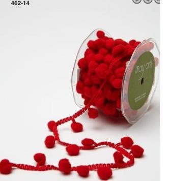 Лента Pom Pom String, ширина 1,2 см, 90 см, цвет красный
