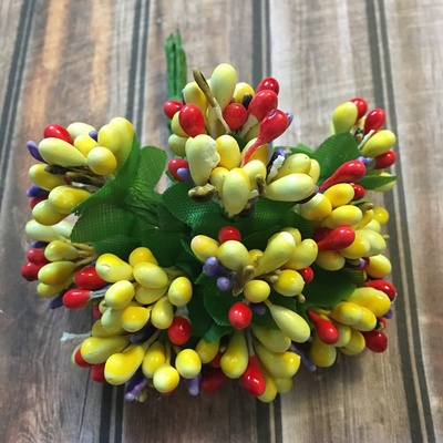 Веточки с ягодками, цвет желтый, красный, 12 штук