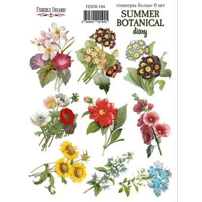 Набор наклеек (стикеров) 9 шт Summer botanical diary  194, ТМ Фабрика Декора