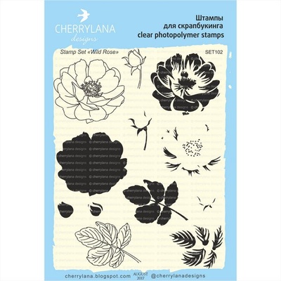Набір штампів від Cherrylana - "Шипшина", розмір квітки 5,8*5,3 см