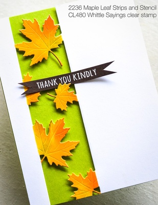 Набор из ножа для вырубки и трафарета от Poppystamps - Maple Leaf Side Strips and Stencil