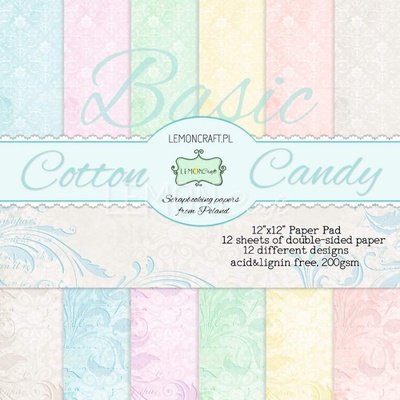 Набор скрапбумаги LemonCraft - Cotton Candy Basic, фоновые дизайны, 30х30 см, с бонусом