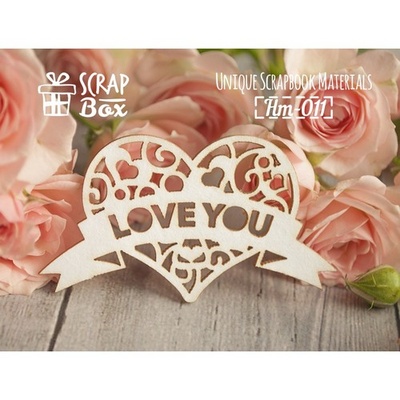 Чипборд ScrapBox - Сердце с лентой