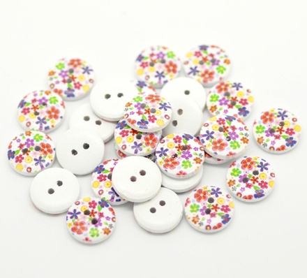 Деревянная пуговица Multicolor Flower B17609, диаметр 15 мм, 1 шт.