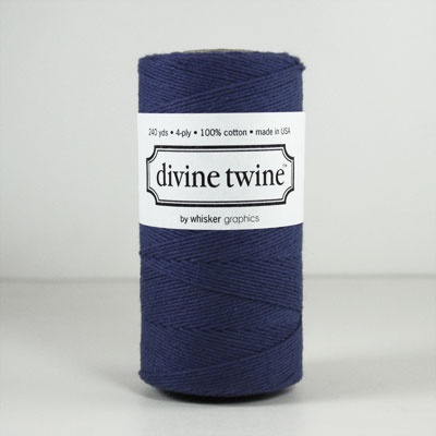 Хлопковый шнур от Divine Twine - Navy Solid, 1 мм, цвет синий, 1м