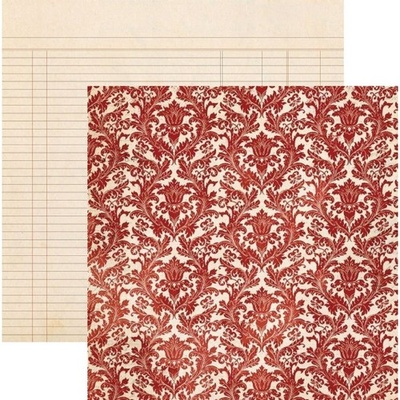 Лист скрапбумаги My Mind's Eye Red Damask, 30х30 см, двусторонняя