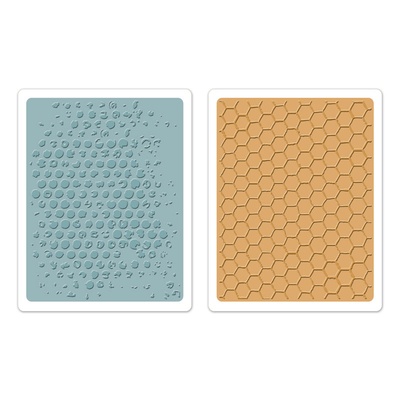 Папки для тиснения от Sizzix - Texture Fades Embossing Folders 2PK - Bubble & Honeycomb Set, 2 шт.