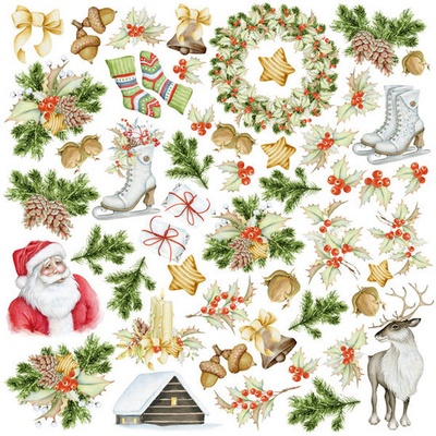 Лист с картинками для вырезания. Набор Awaiting Christmas, ТМ Фабрика Декору