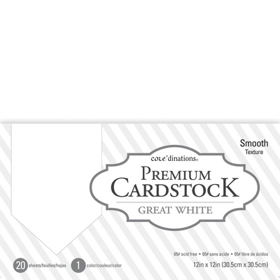 Набор кардстока DCWV Core'dinations Value Pack Smooth Cardstock, Great White, 30х30 см, 20 листов, белый
