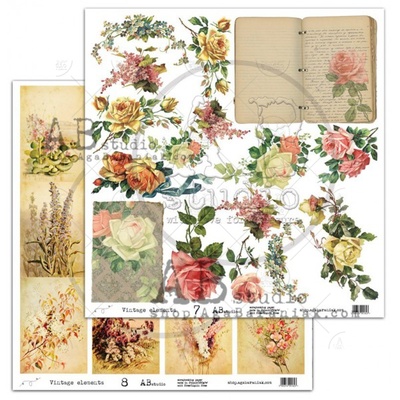 Лист скрапбумаги от ABstudio - Vintage elements 7/8