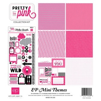 Мини-набор бумаги от Echo Park - Pretty in Pink, Mini Theme, 6+1 листов, 30х30 см, SW3105