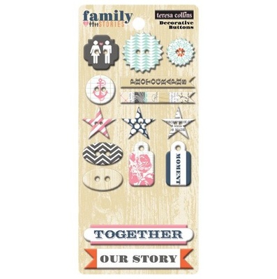 Пуговицы Teresa Collins Designs - Family Stories - Chipboard Buttons