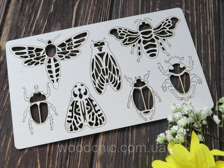 Чипборд набор Жучки 2 от WOODchic, 7,5х5 см 3,5х3 см