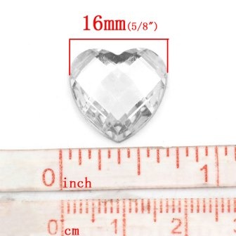 Акриловое украшение "Сердце", 17*16мм, цвет белый, 5 шт.
