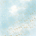 Аркуш одностороннього паперу з фольгуванням, дизайн Golden stars, Azure water, 30,5см х 30,5см, ТМ Фабрика Декору