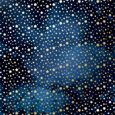 Лист односторонней бумаги с фольгированием Golden stars Night garden,ТМ Фабрика Декора