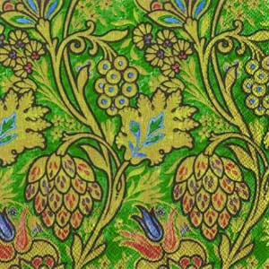 Салфетка для декупажа "Райские цвет: узоры" зеленый, цвет фона: аквамарин,  размер: 33х33 см