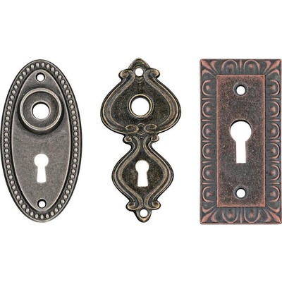 Набор металлических украшений Tim Holtz - Idea-Ology Metal Large Keyholes, 3 штуки, замочные скважины