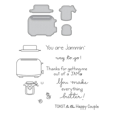 Нож для вырубки + штампы от Spellbinders - Toast with Jam 'n Bread Stamp and Die Set