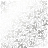 Аркуш одностороннього паперу зі срібним тисненням, дизайн Silver Winterberries White, 30,5см х 30,5см, ТМ Фабрика Декору