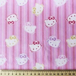 Хлопок, "Hello, Kitty", на розовом фоне в полоску, 50х40см