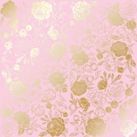 Аркуш одностороннього паперу з фольгуванням, дизайн Golden Peony Passion Pink, 30,5см х 30,5см, ТМ Фабрика Декору