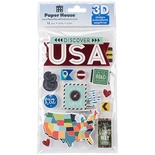 Наклейки от Paper House - 3D Stickers - Discover USA, 11,4x17,7 см, 13 шт